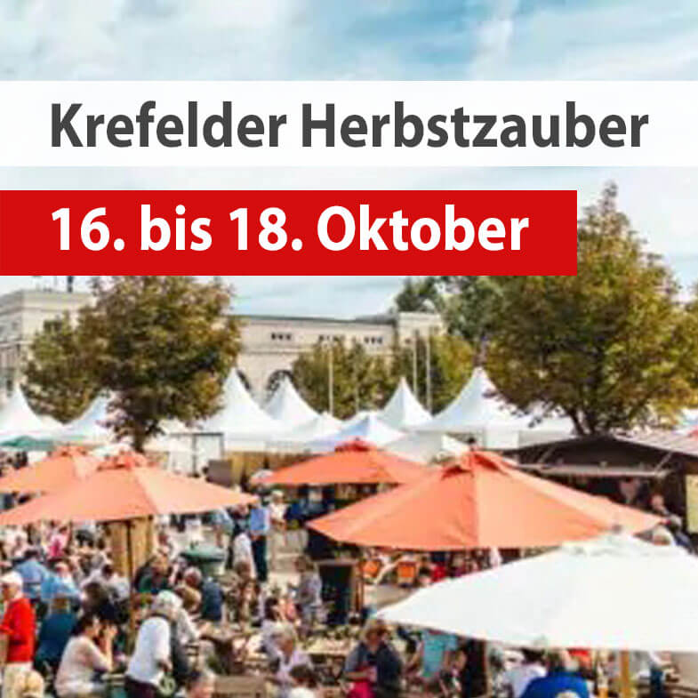 16. - 18. Oktober 2026 – Verkaufsausstellung beim „Krefelder Herbstzauber” auf der Galopprennbahn
